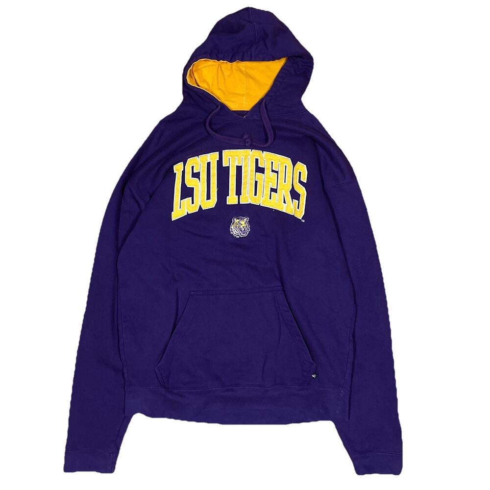 LSU Pullover Hoodie Size XL Purple‎ Embroidered Logo J America Sportswear